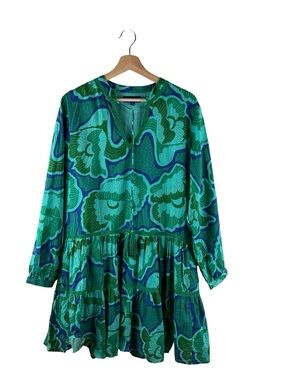 Ro's Garden Long Sleeve Shift Dress Size XL Green